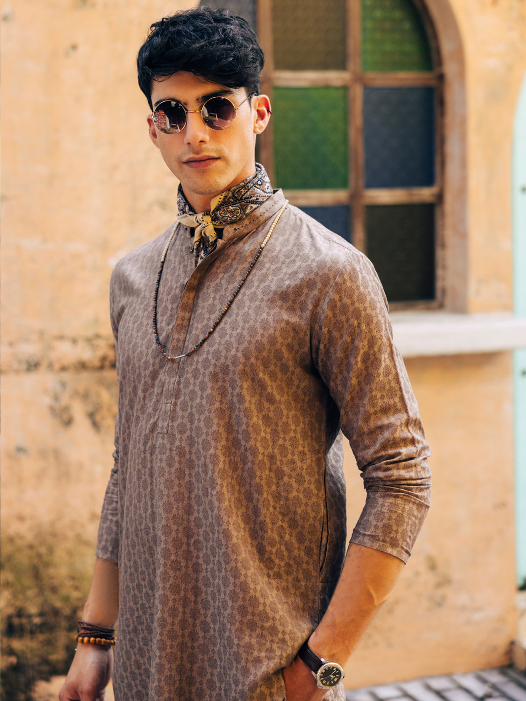 Light Brown Cotton Kurta - AL-K-1180