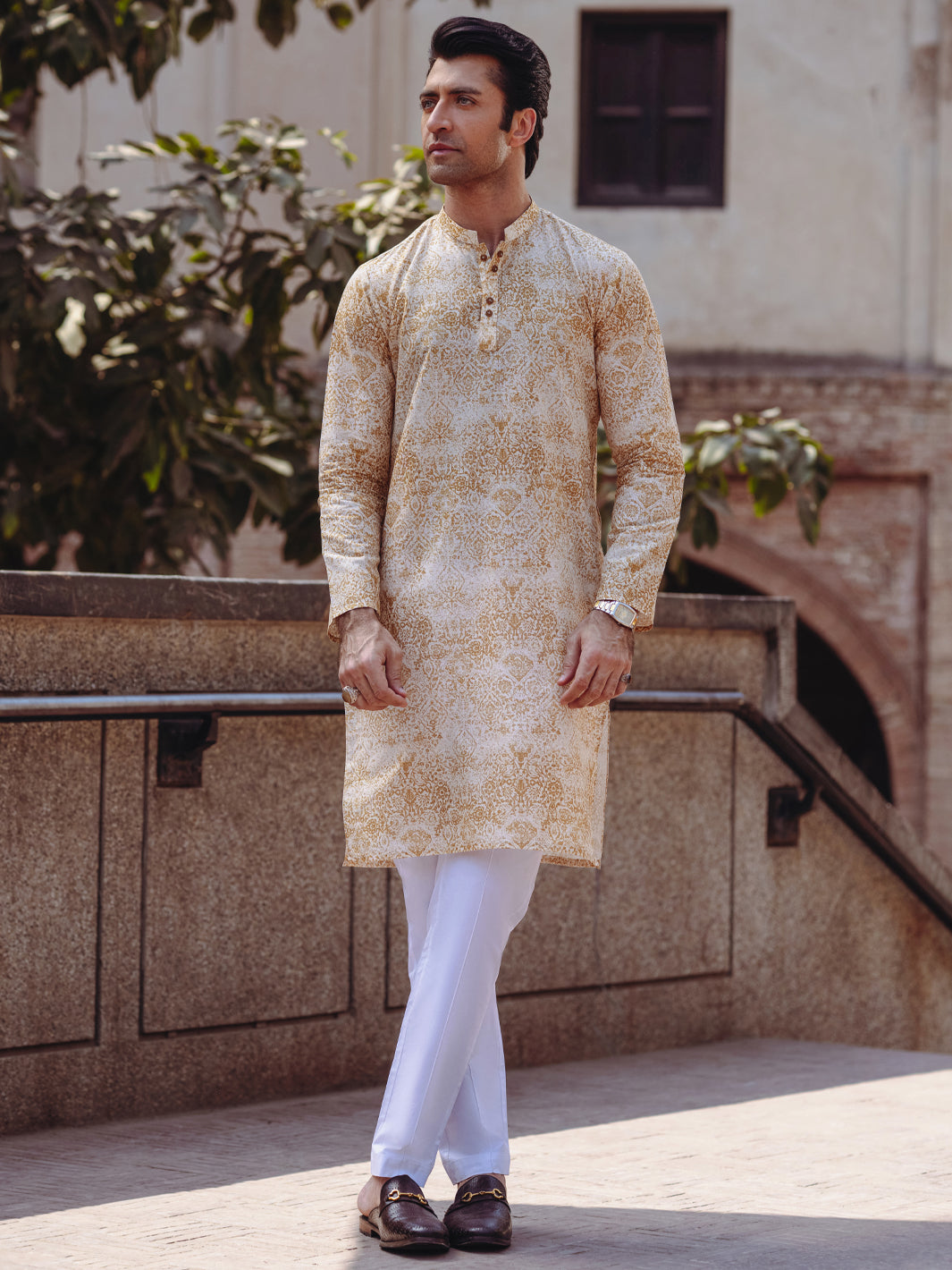 Mustard Cotton Kurta - AL-K-1187