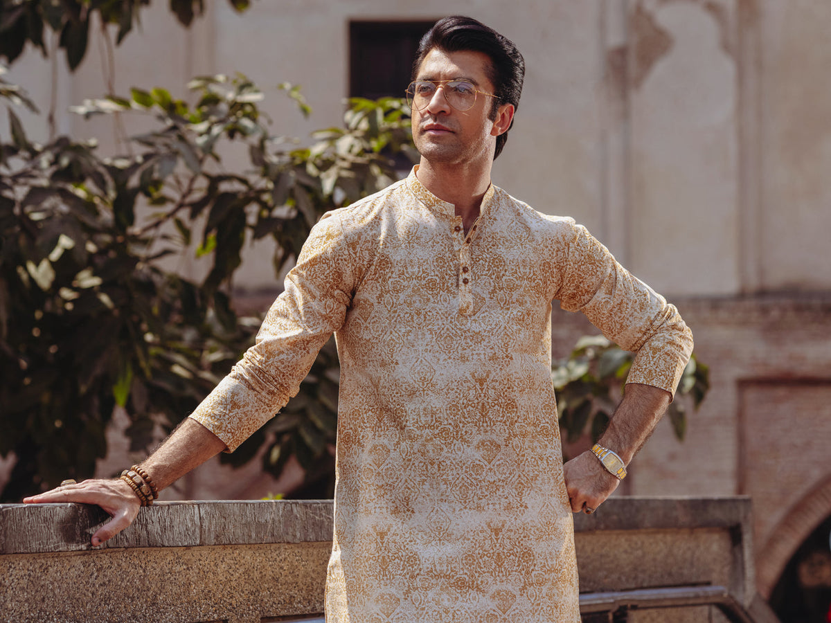 Mustard Cotton Kurta - AL-K-1187