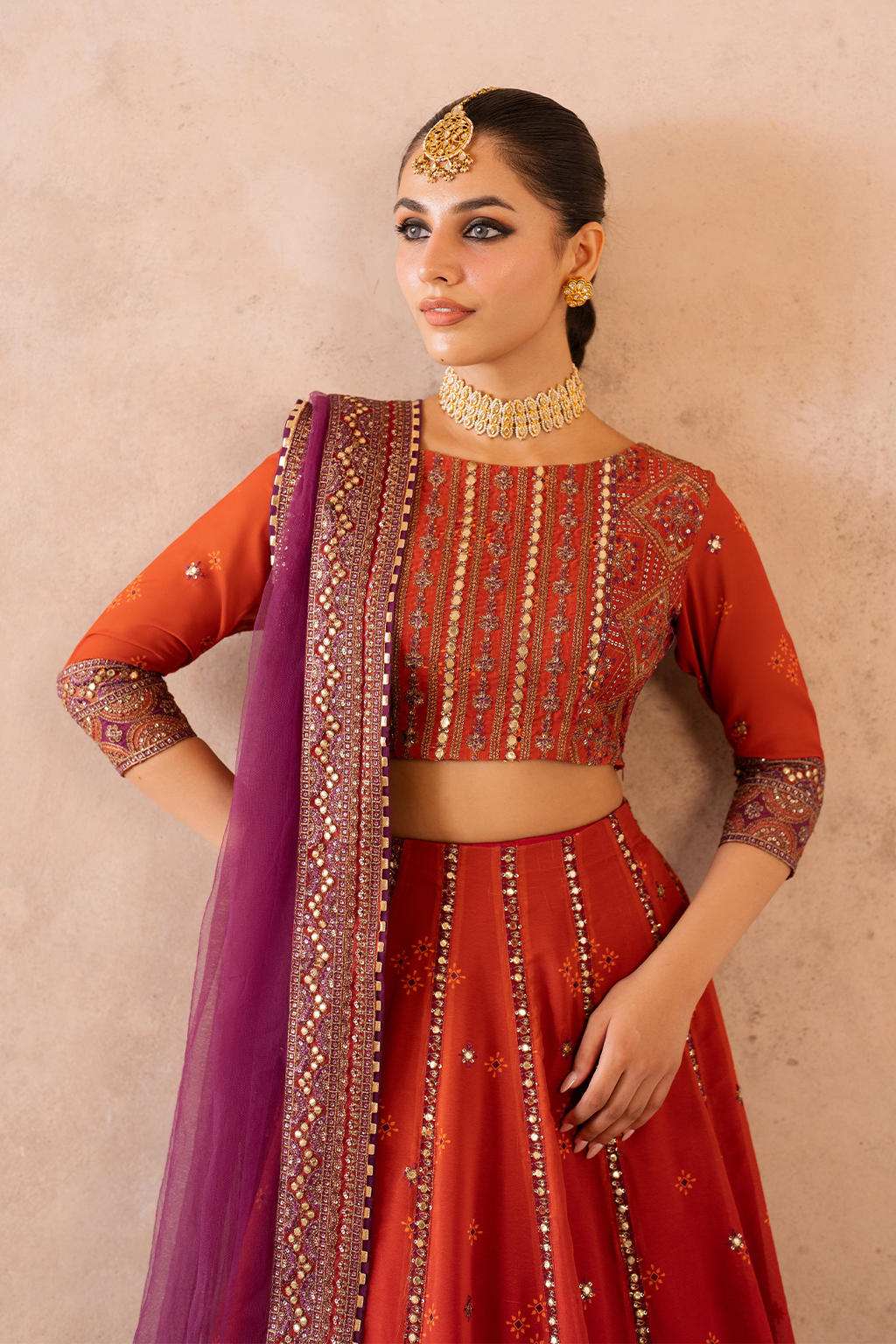 UE-334 Embroidered Chiffon (lehnga)