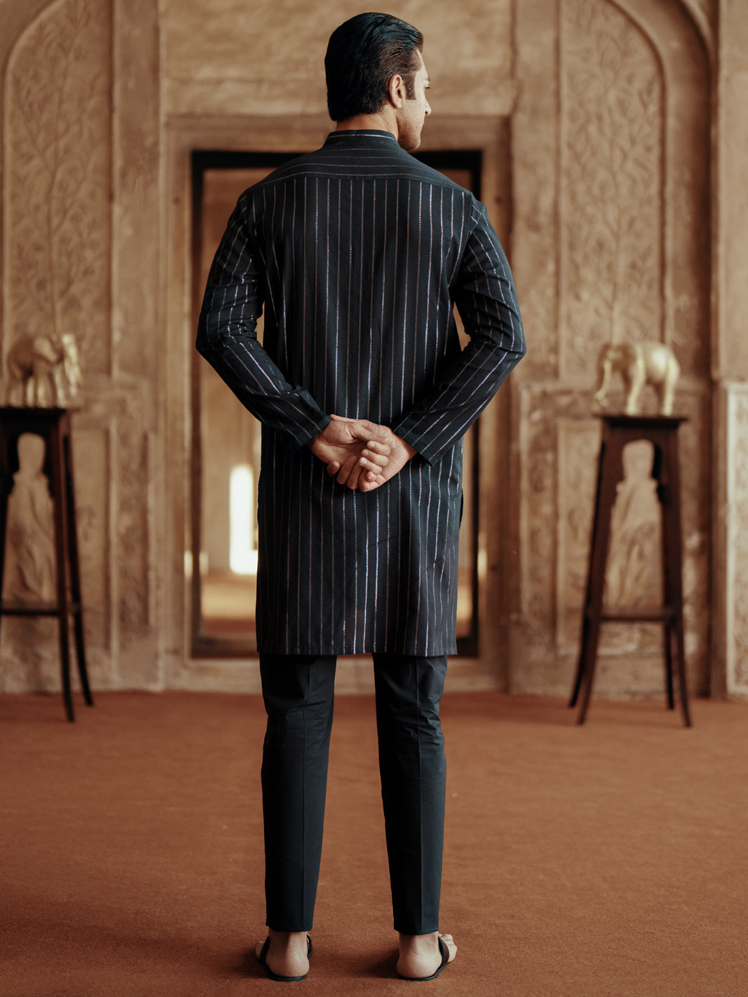 Black Cotton Kurta - AL-K-1196D