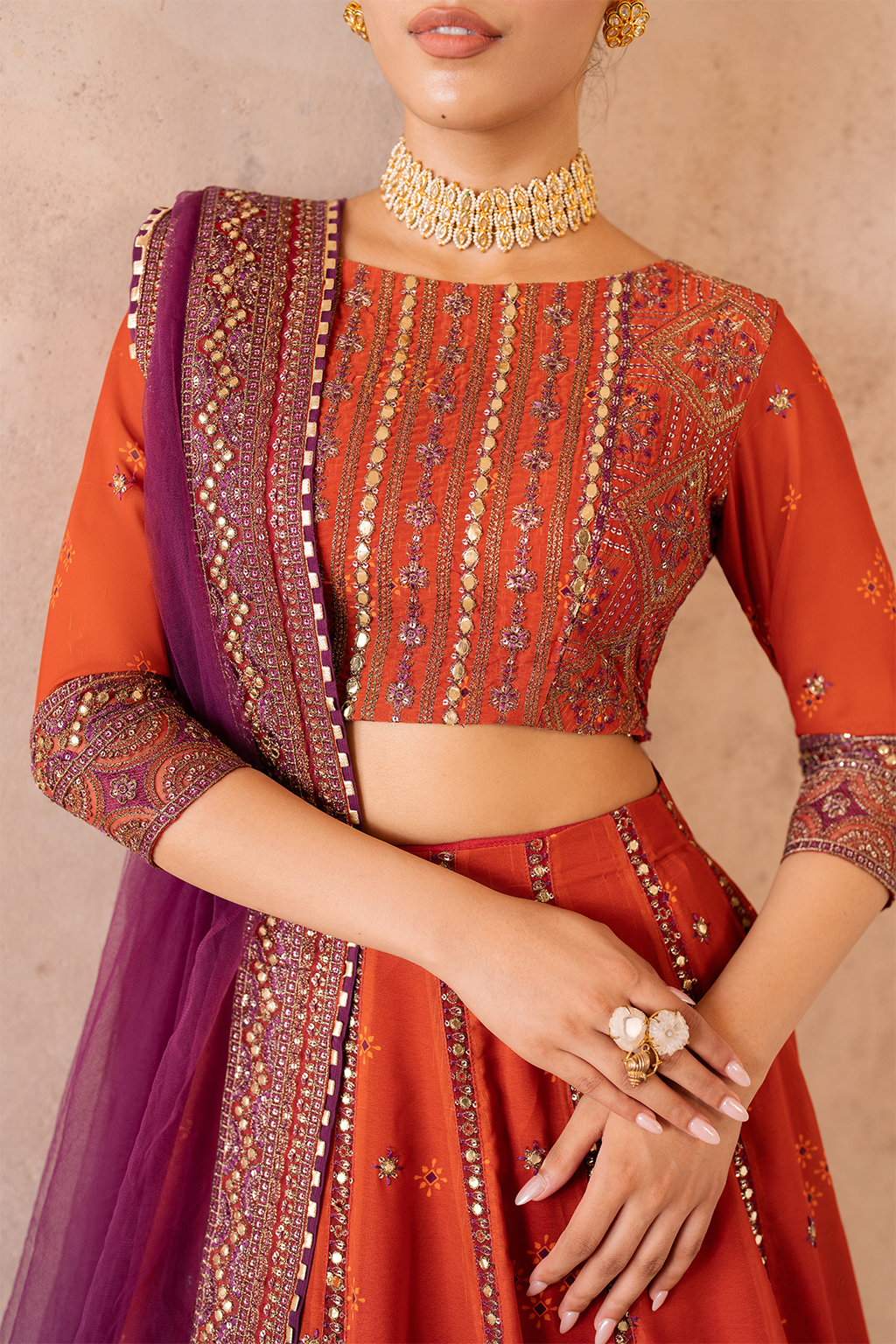UE-334 Embroidered Chiffon (lehnga)