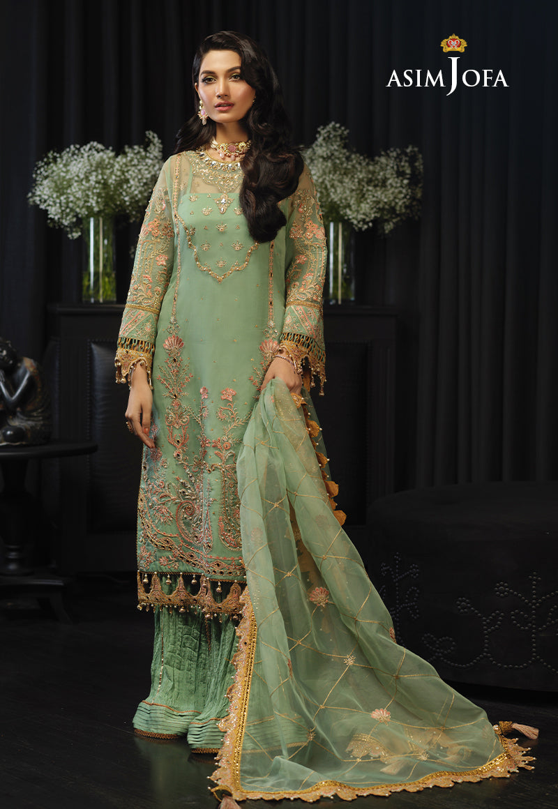AJN-18 EMBROIDERED ORGANZA 3 PCS