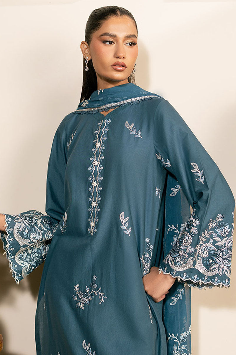 TEAL SERENITY- 3PC EMBROIDERED LAWN SUIT