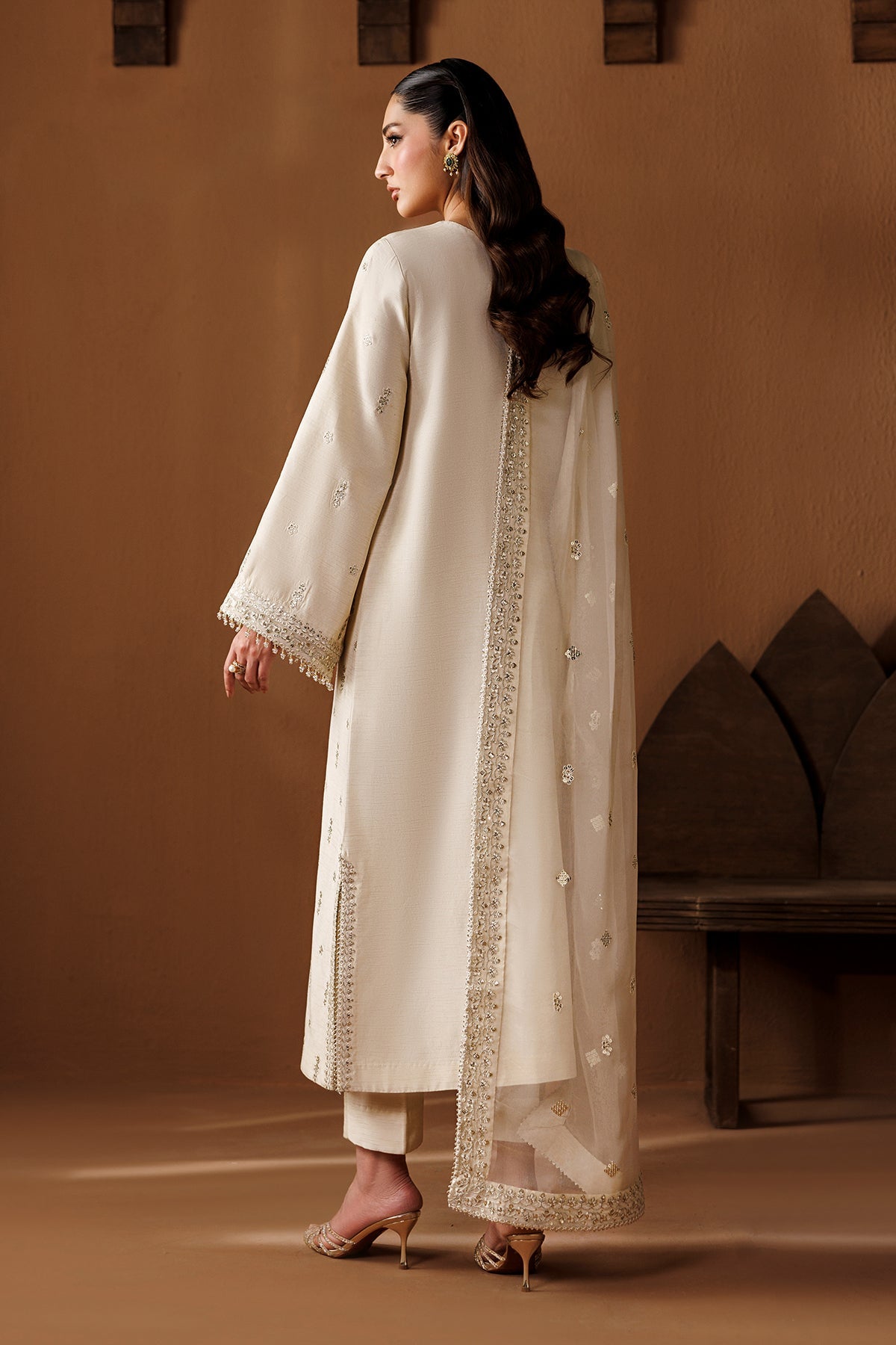 EMBROIDERED RAW SILK UF-4434