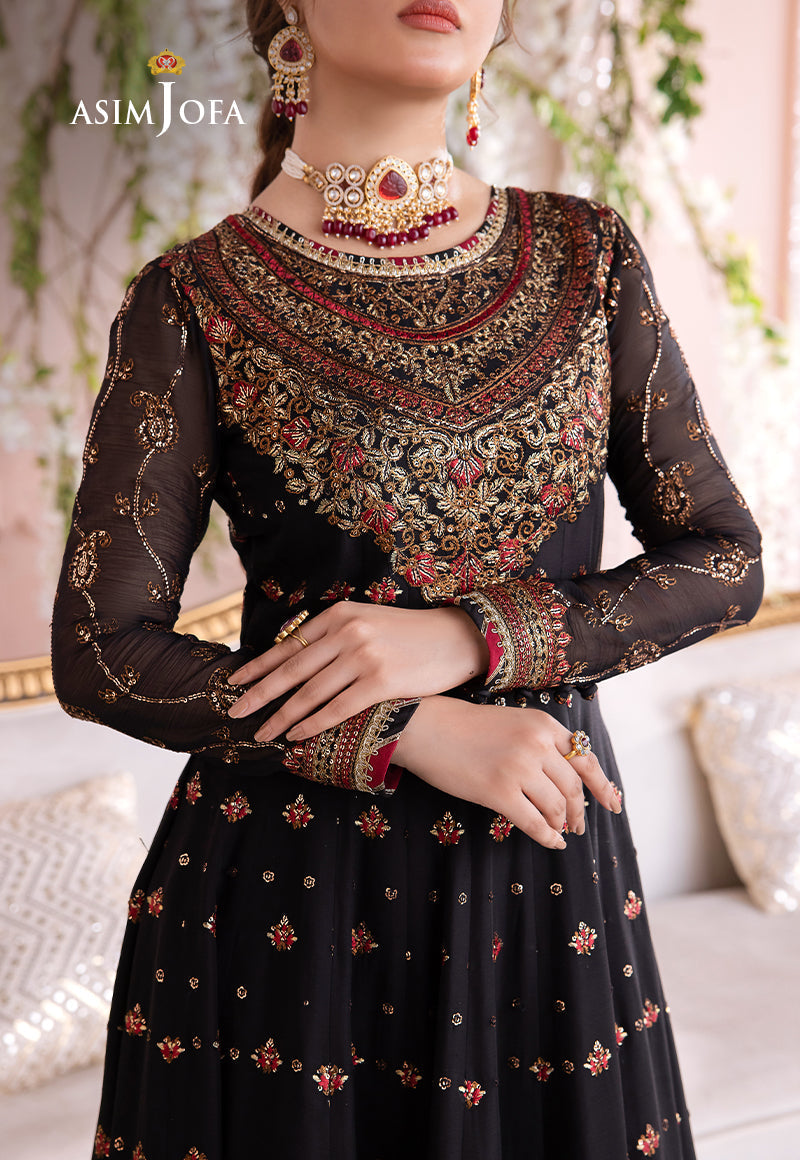 AJSMD-13 EMBROIDERED COTTON NET ORGANZA STITCHED 1 PC