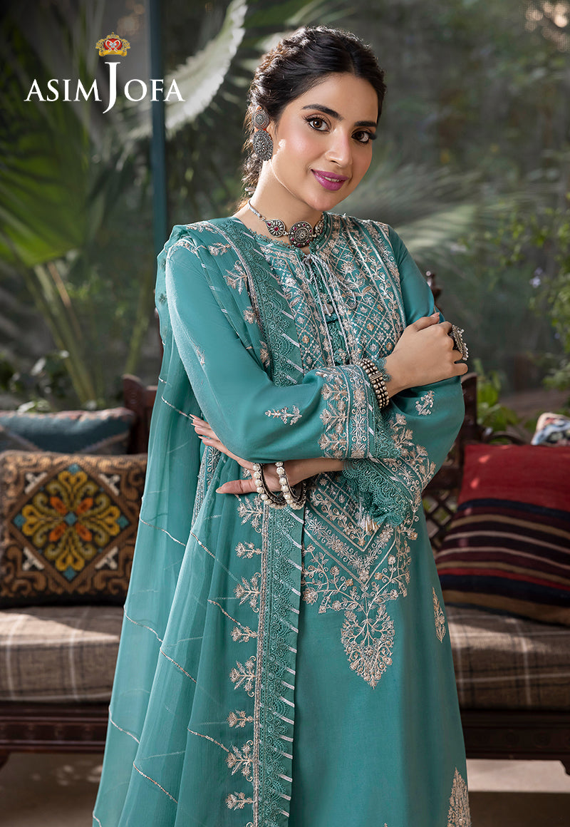 AJSWD-28 EMBROIDERED LAWN SILK 3 PCS