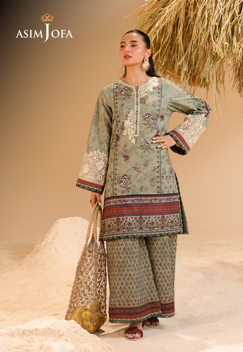 AJUBU-09 Printed Embroidered Lawn 2 Pcs