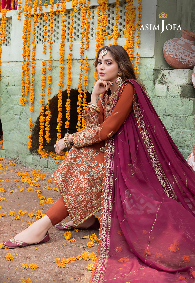 AJAB-14 DESIGNERS EMBROIDERED STITCHED 3 PCS