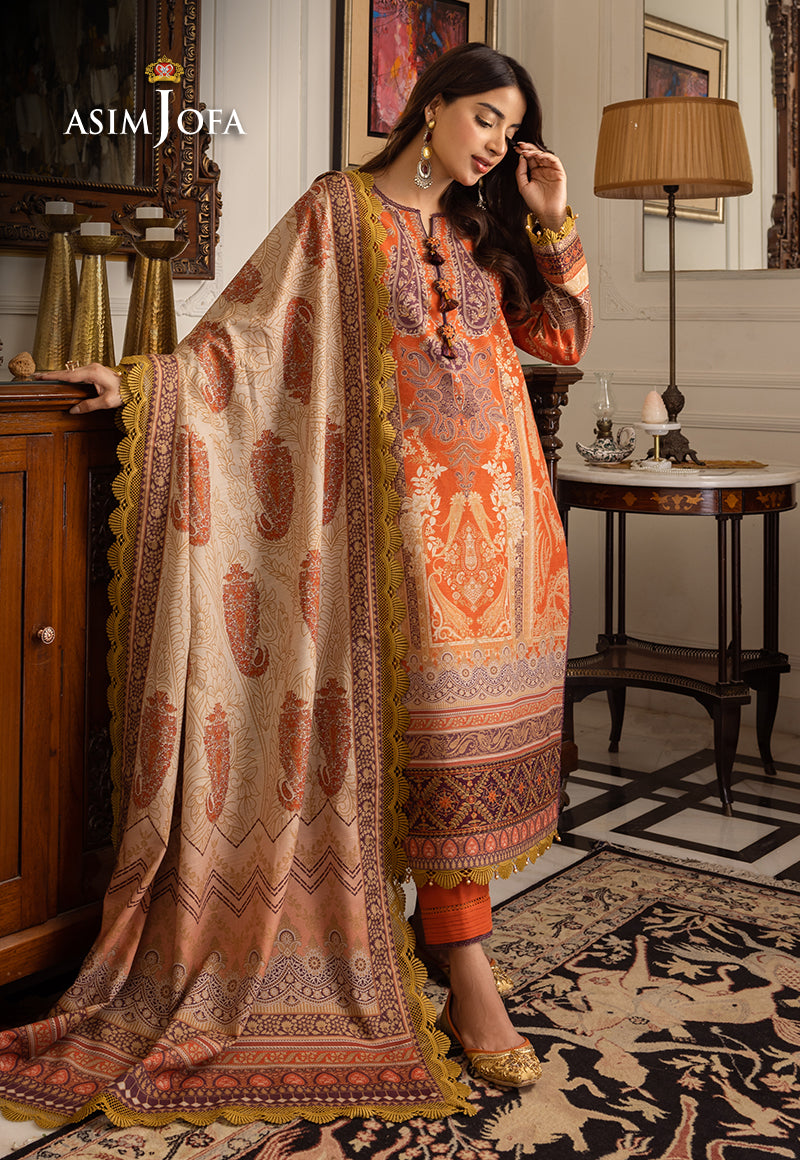 Ajiw-12 Embroidered Khaddar 3 Pcs