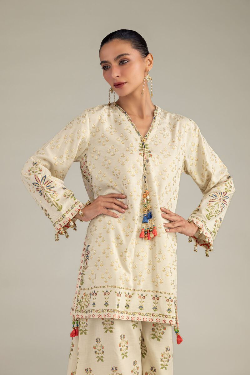 Floral V-Neck Kurta