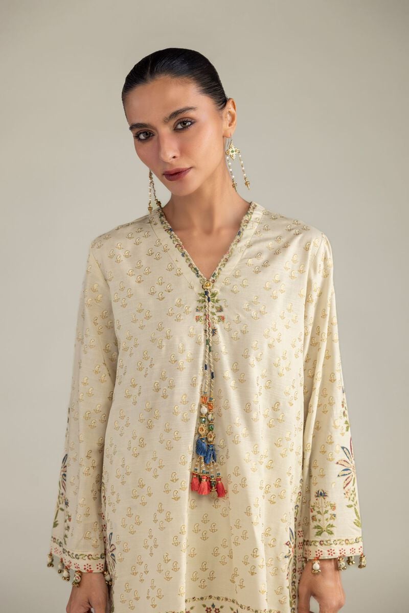 Floral V-Neck Kurta