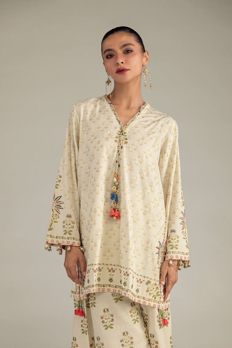 Floral V-Neck Kurta