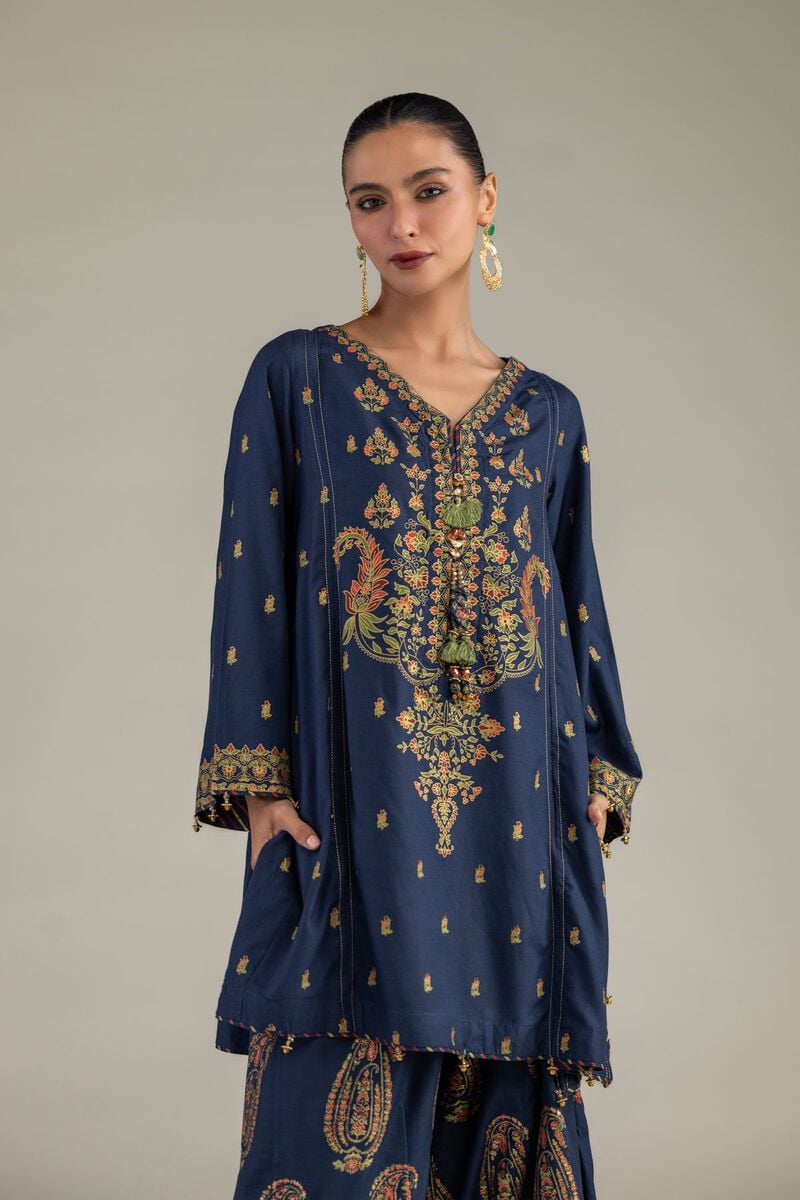Navy Silk Kurta