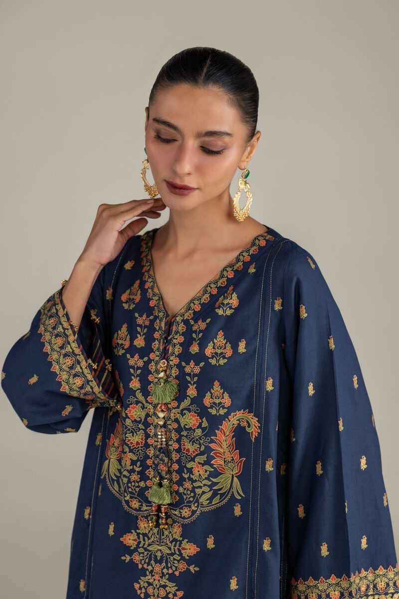 Navy Silk Kurta
