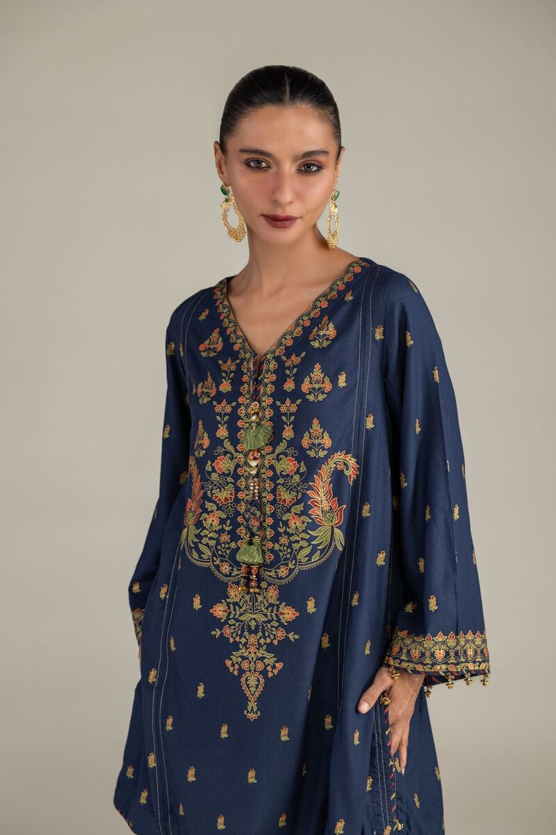 Navy Silk Kurta