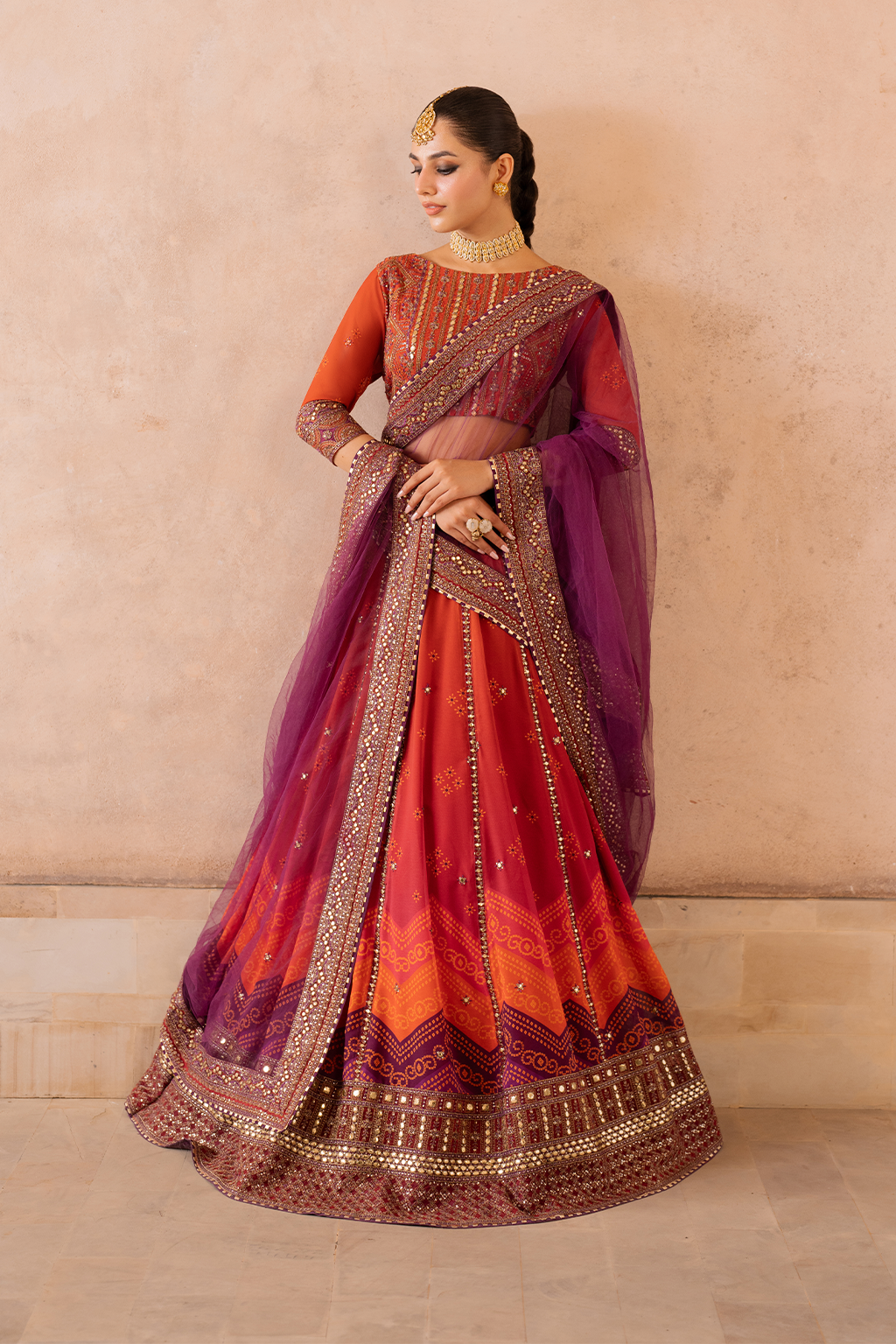 UE-334 Embroidered Chiffon (lehnga)