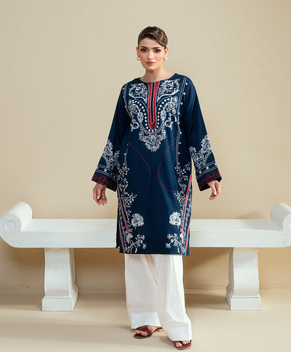 KEP-02 NAVY-CAMBRIC STITCHED 2PC