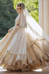 Faiza Saqlain Ahlah Style — Mairaz White Net Pishwas & Sharara