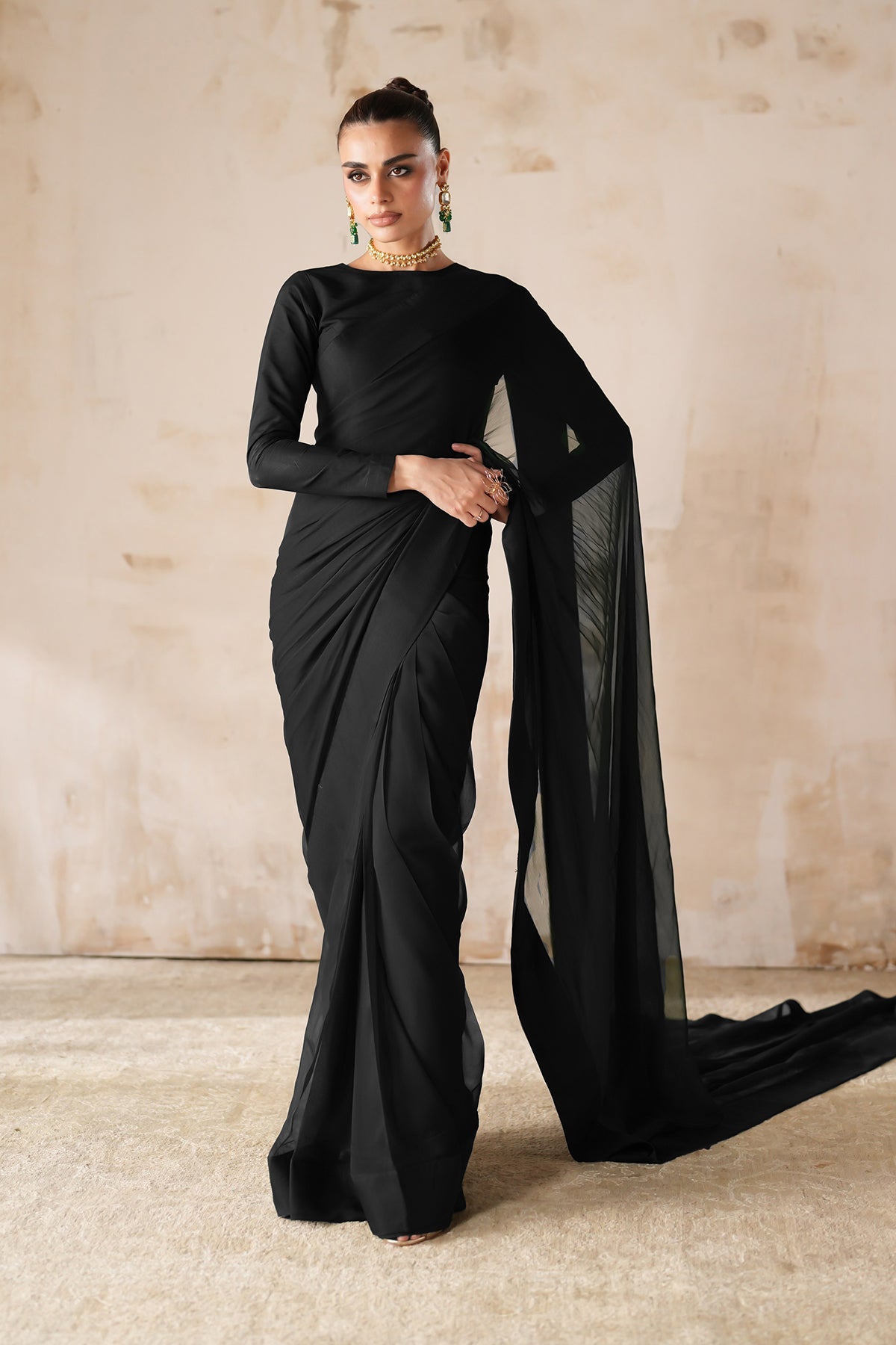 PLAIN CHIFFON SAREE EN-1219