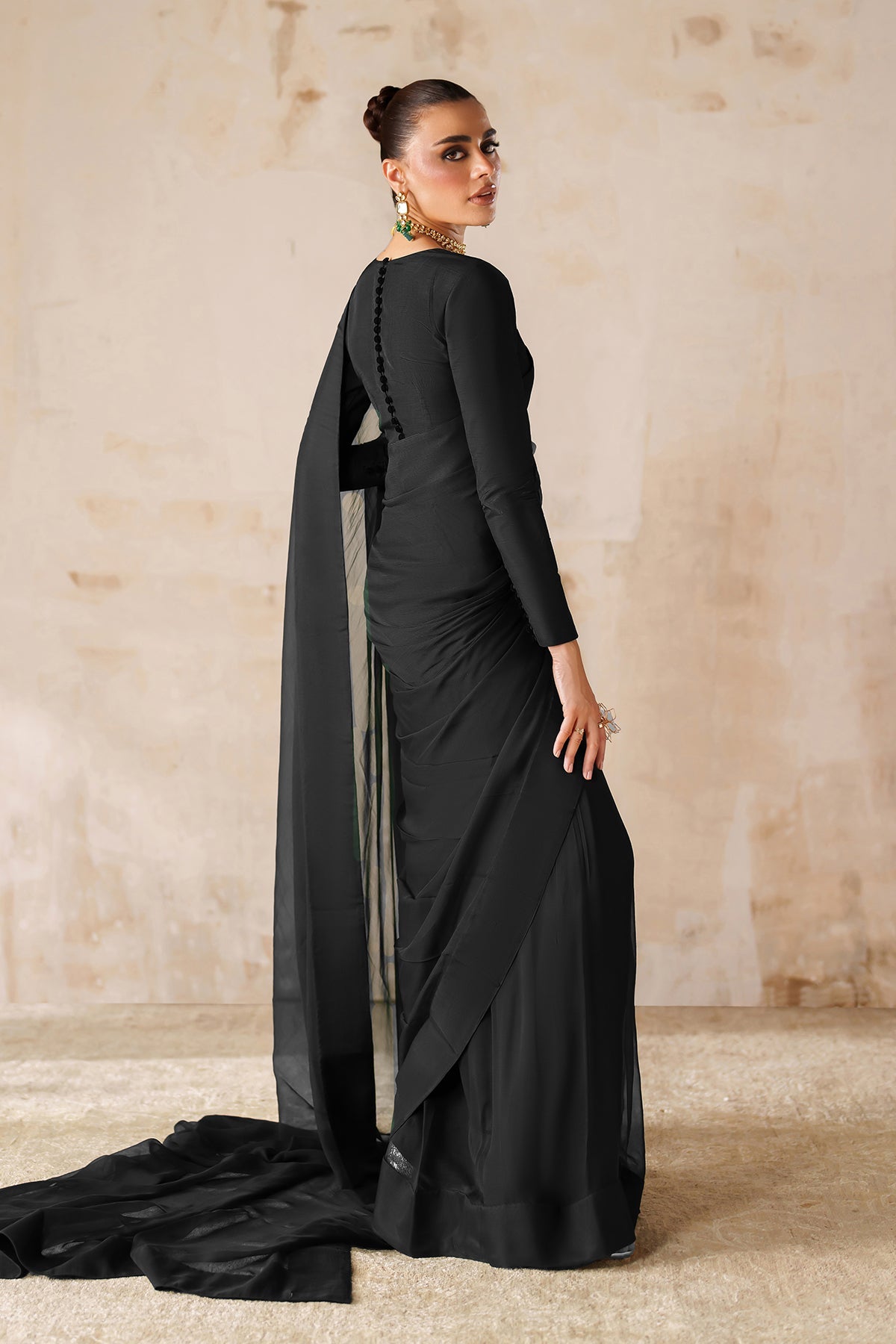 PLAIN CHIFFON SAREE EN-1219