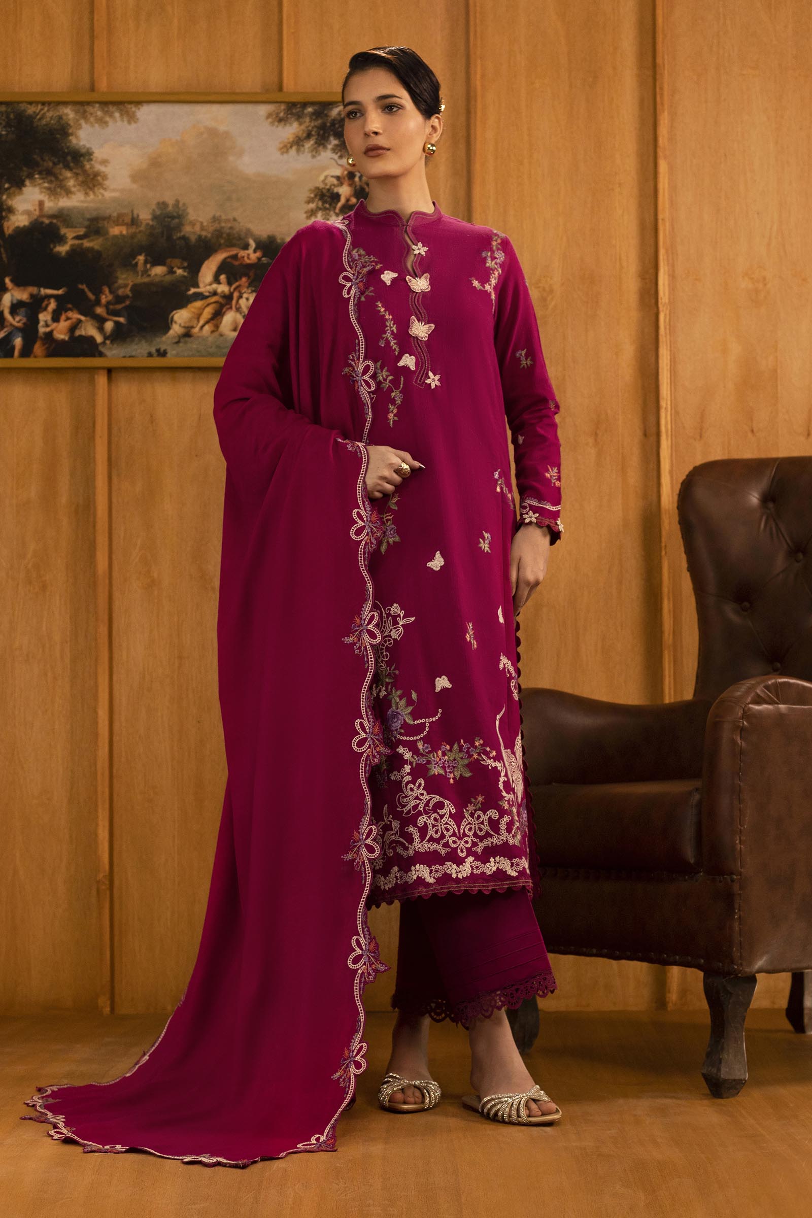 Unstitched Slub Muzlin 3 Piece Suit