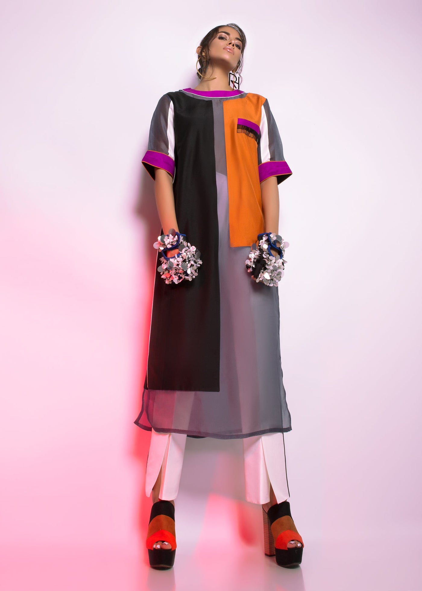 Embellished Silk Trousers ( As Shown)