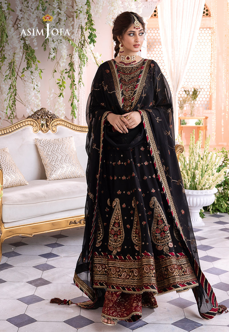 AJSMD-13 EMBROIDERED COTTON NET ORGANZA STITCHED 1 PC