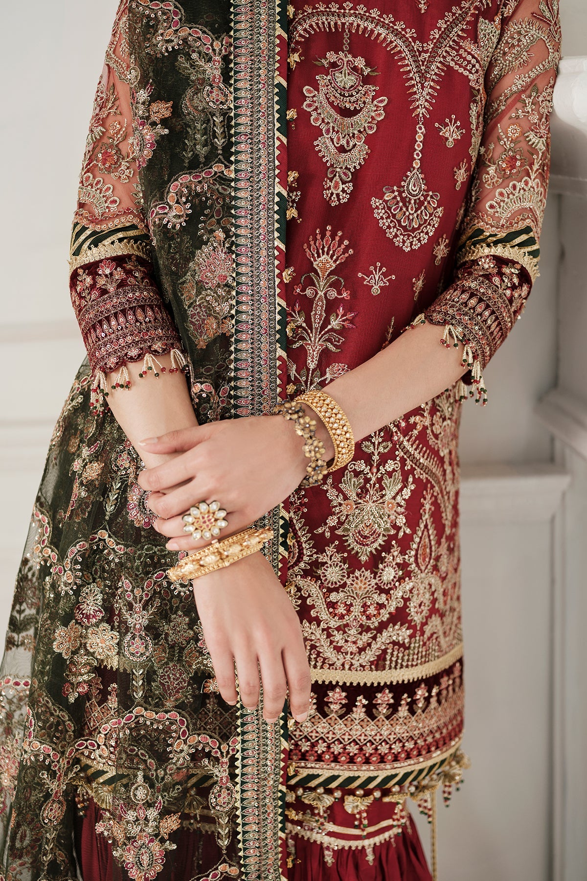 EMBROIDERED NET CH10-07 UNSTITCHED