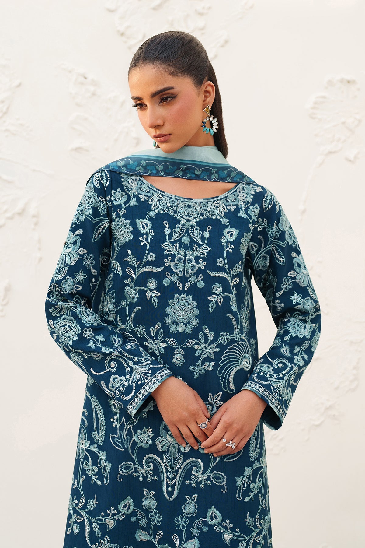 EMBROIDERED RAW SILK UF-4384