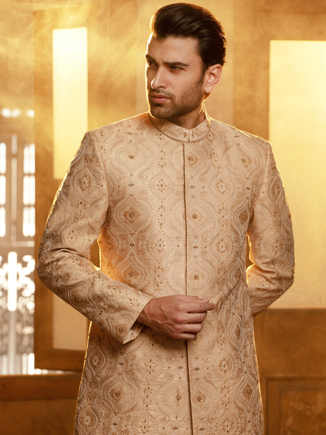 Fawn Blended Sherwani - AL-SW-132