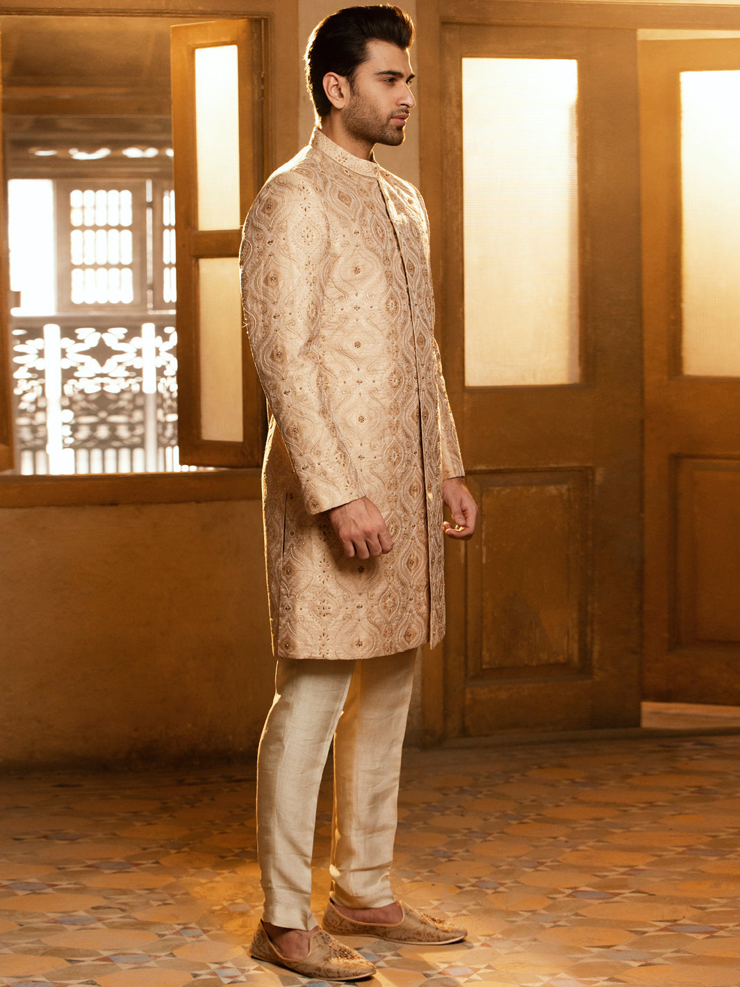 Fawn Blended Sherwani - AL-SW-132