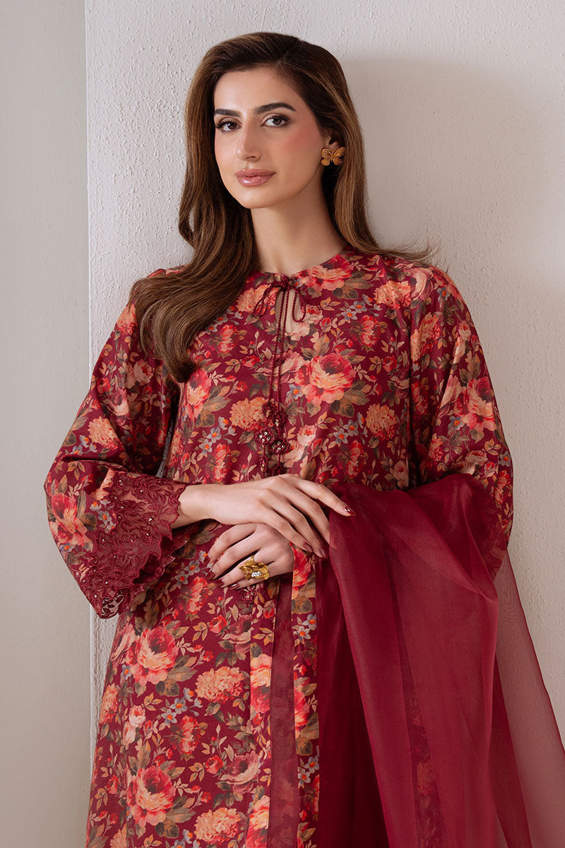 Scarlet Sunset-2 Pc (Shirt & Dupatta)