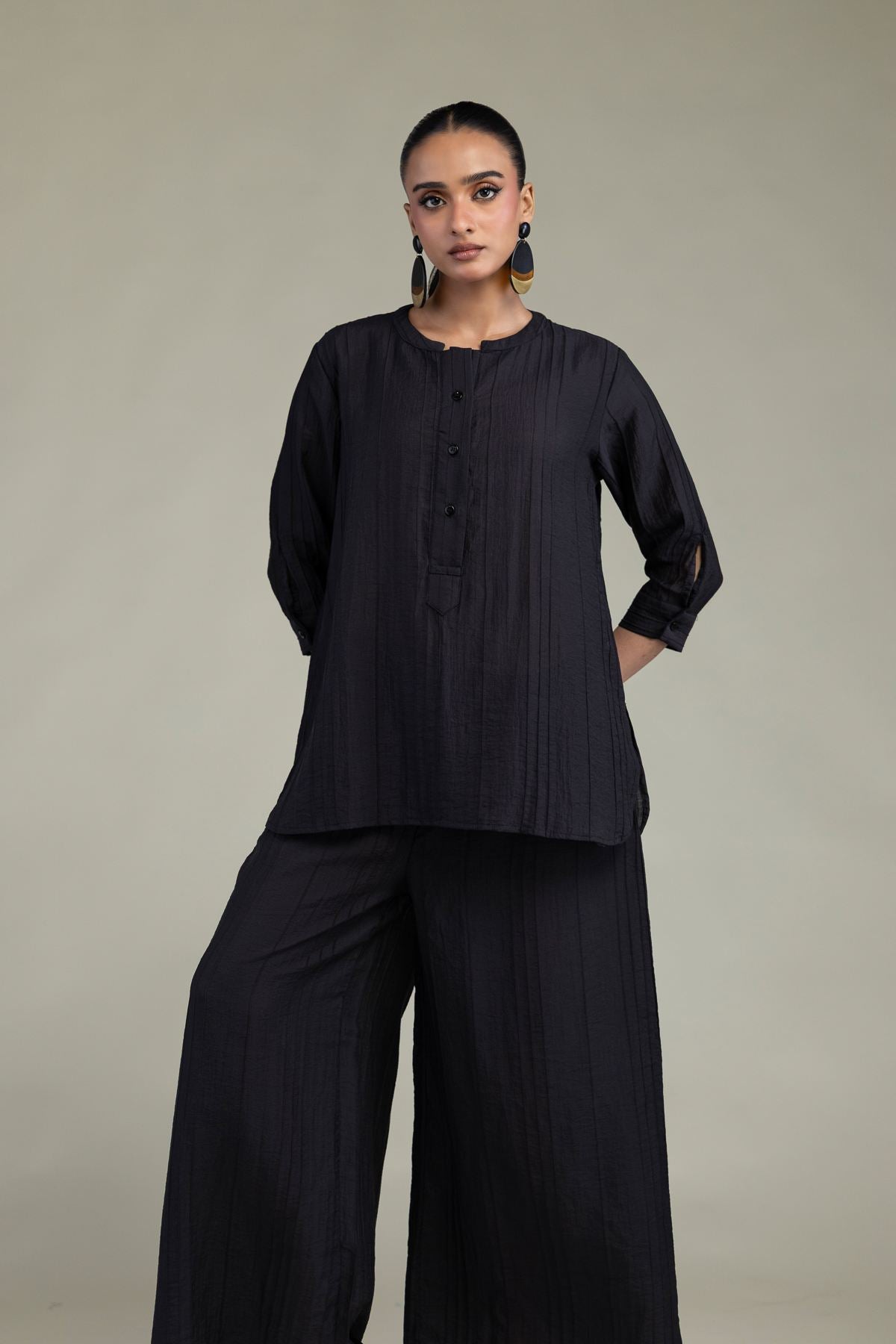 Black Crinkle Tunic