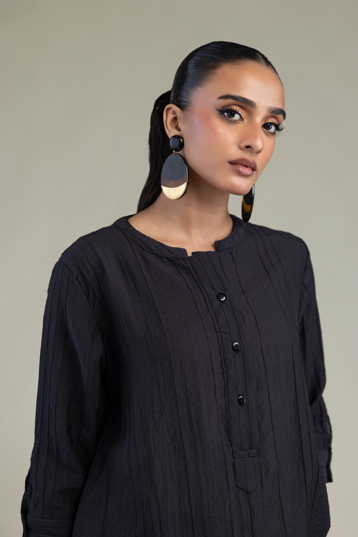 Black Crinkle Tunic