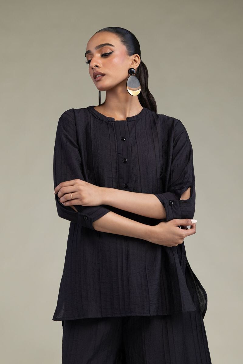 Black Crinkle Tunic