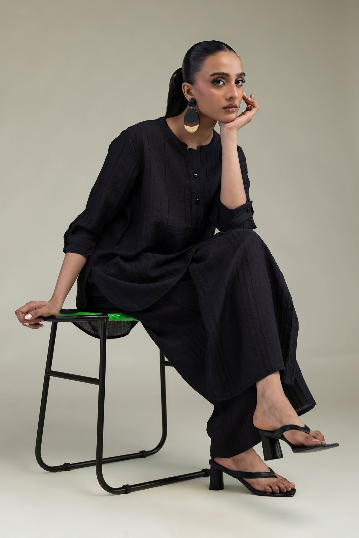 Black Crinkle Tunic
