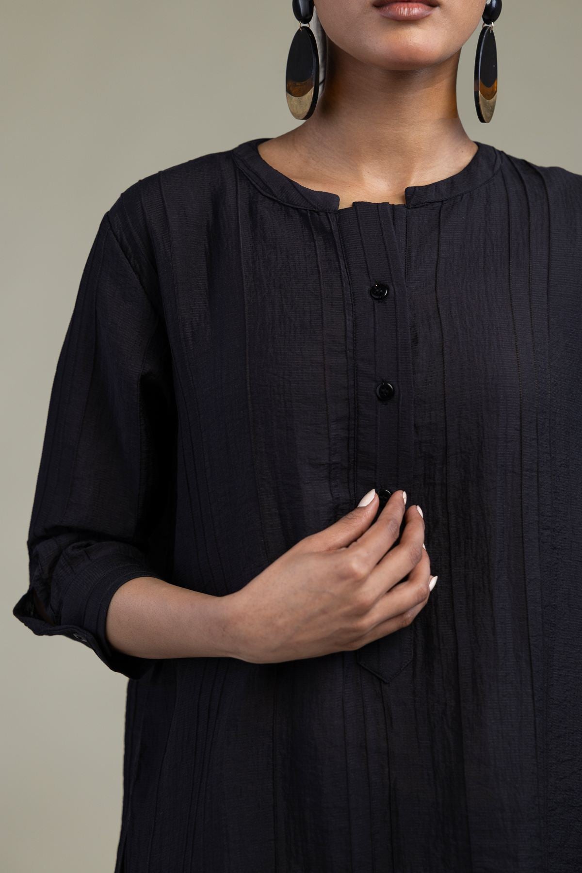 Black Crinkle Tunic