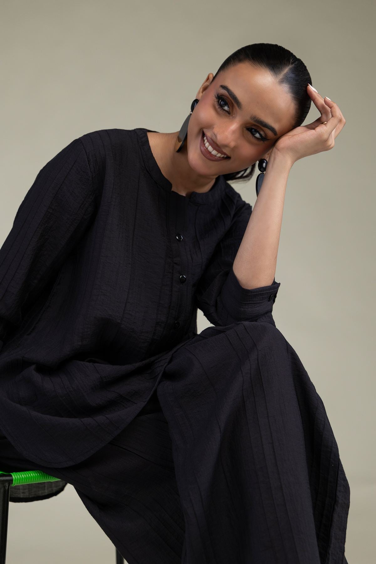 Black Crinkle Tunic