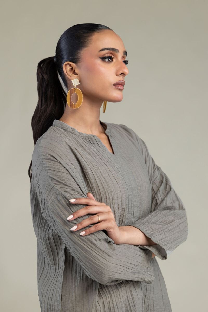 Crinkle V-Neck Blouse