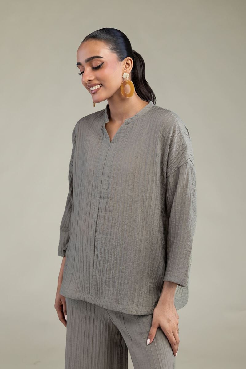 Crinkle V-Neck Blouse