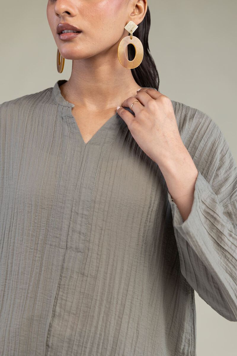 Crinkle V-Neck Blouse