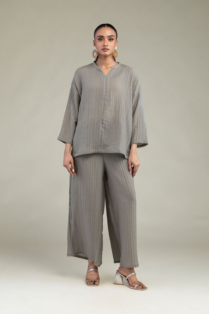Crinkle V-Neck Blouse