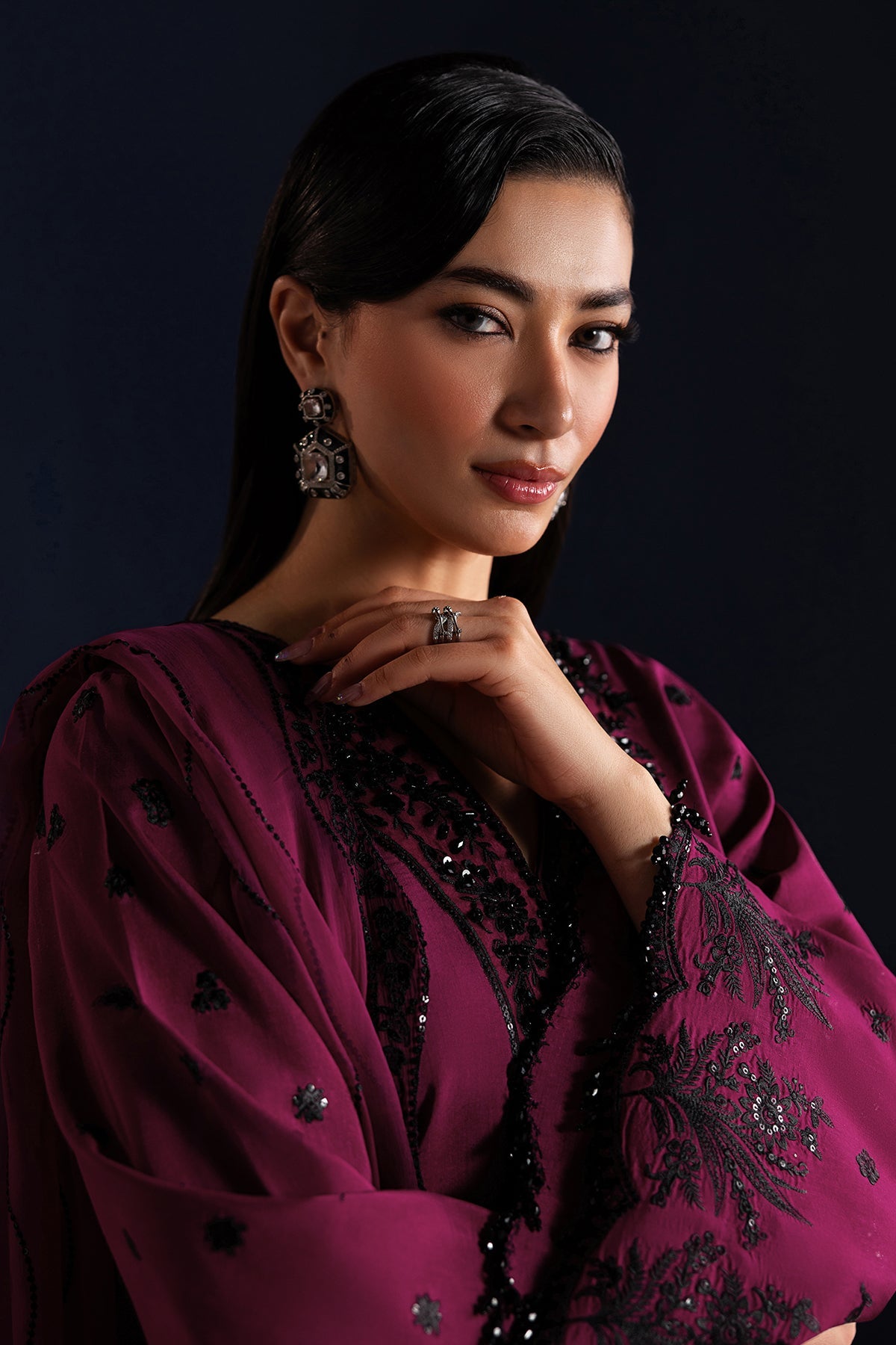 EMBROIDERED RAW SILK PR-1321