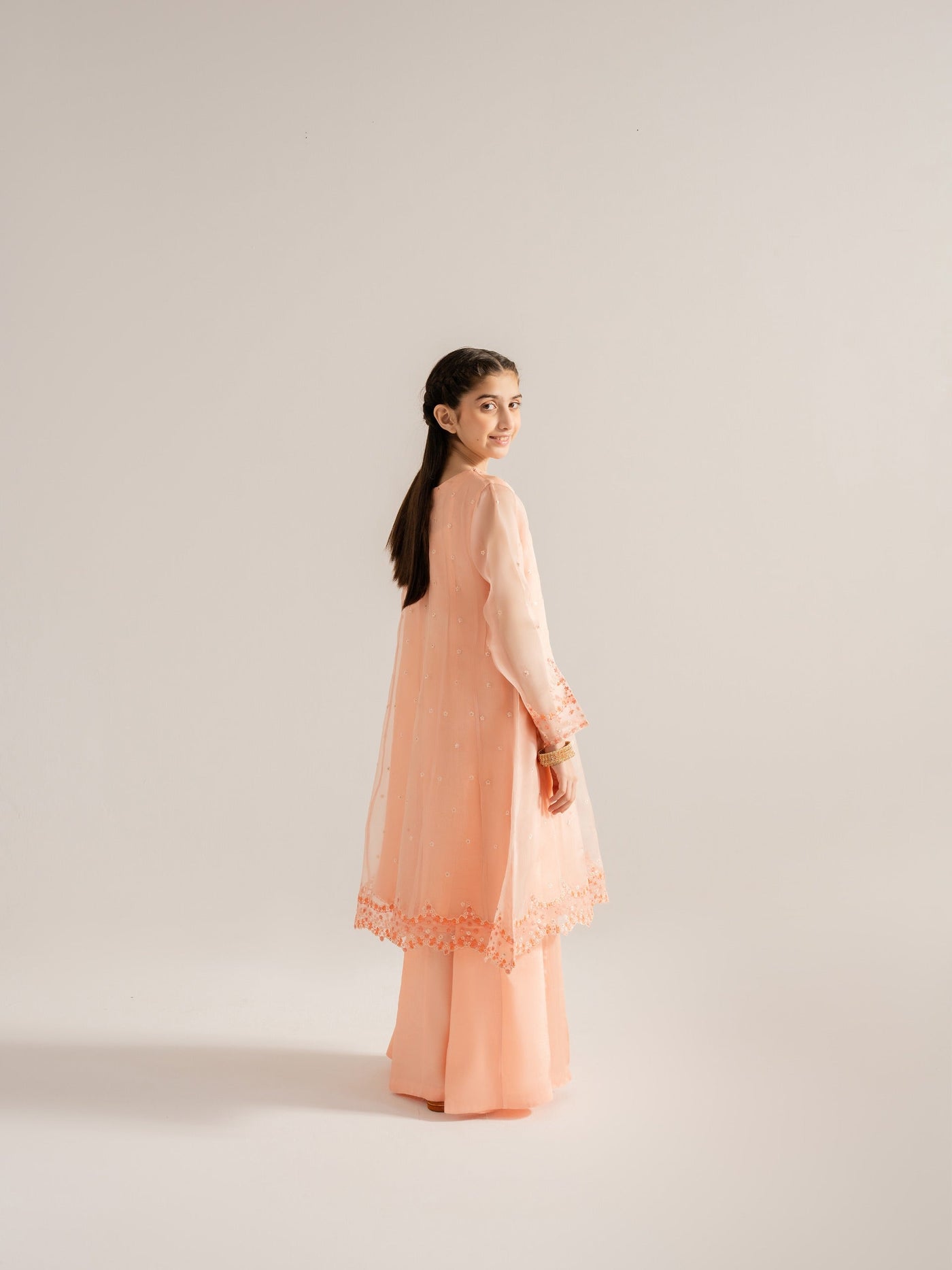 (Kids) 2 Piece - Embroidered Organza Suit Kd-006