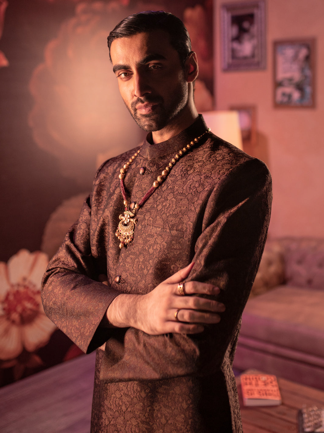 Maroon Blended Sherwani - AL-SW-144