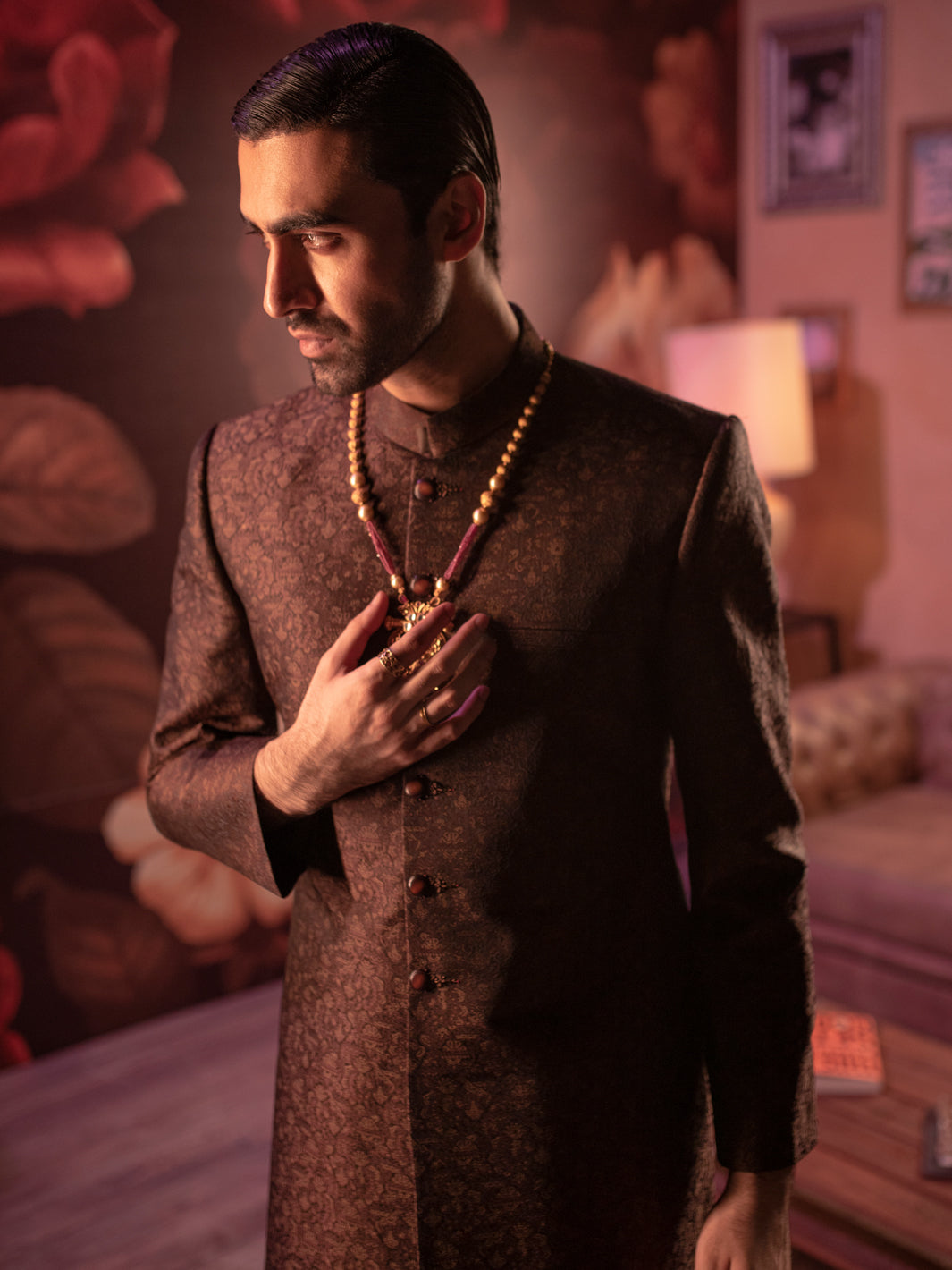 Maroon Blended Sherwani - AL-SW-144