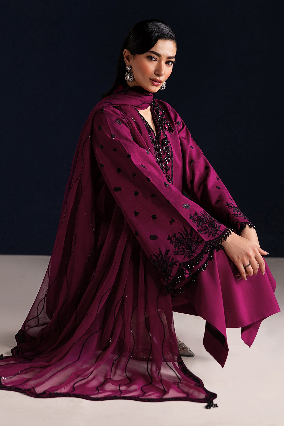 EMBROIDERED RAW SILK PR-1321