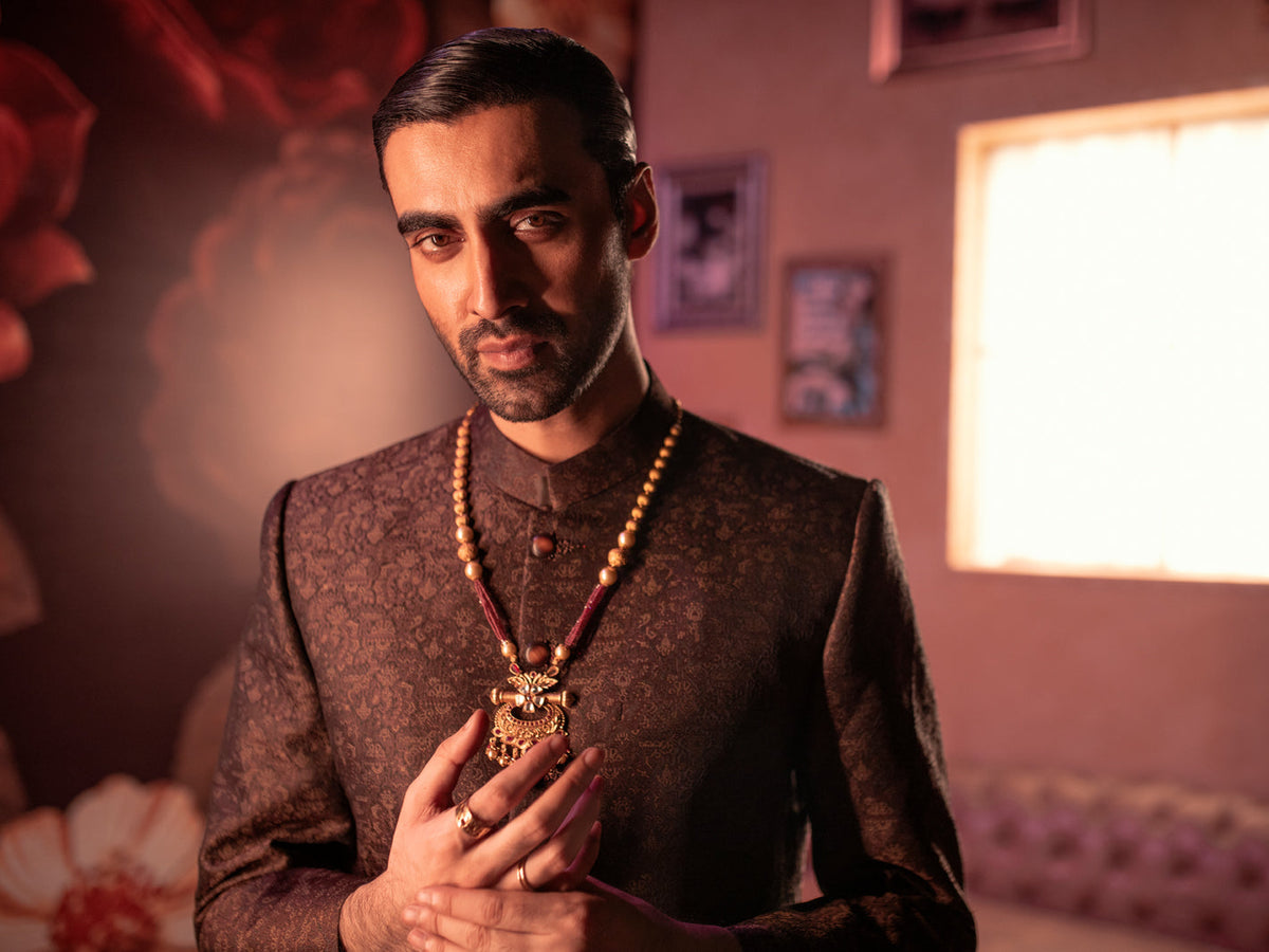 Maroon Blended Sherwani - AL-SW-144