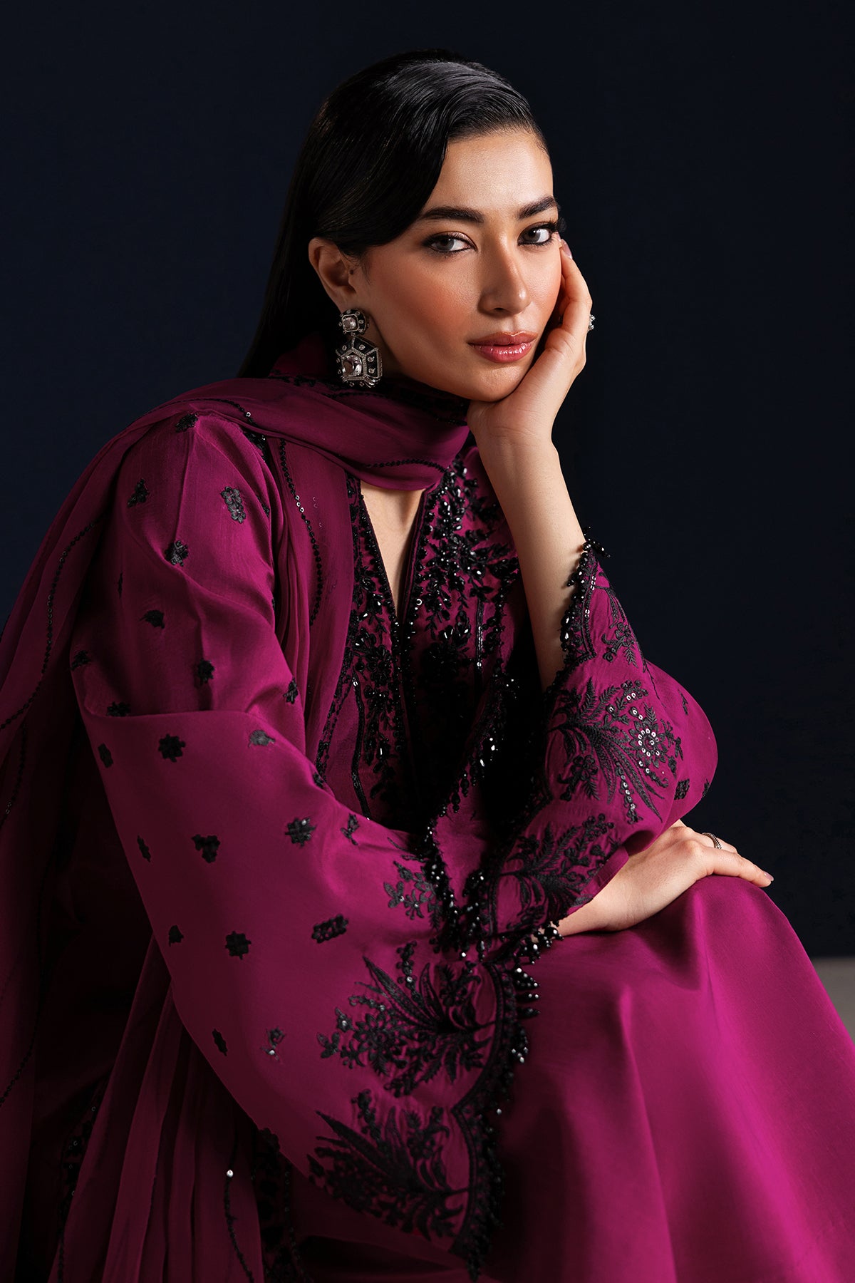 EMBROIDERED RAW SILK PR-1321